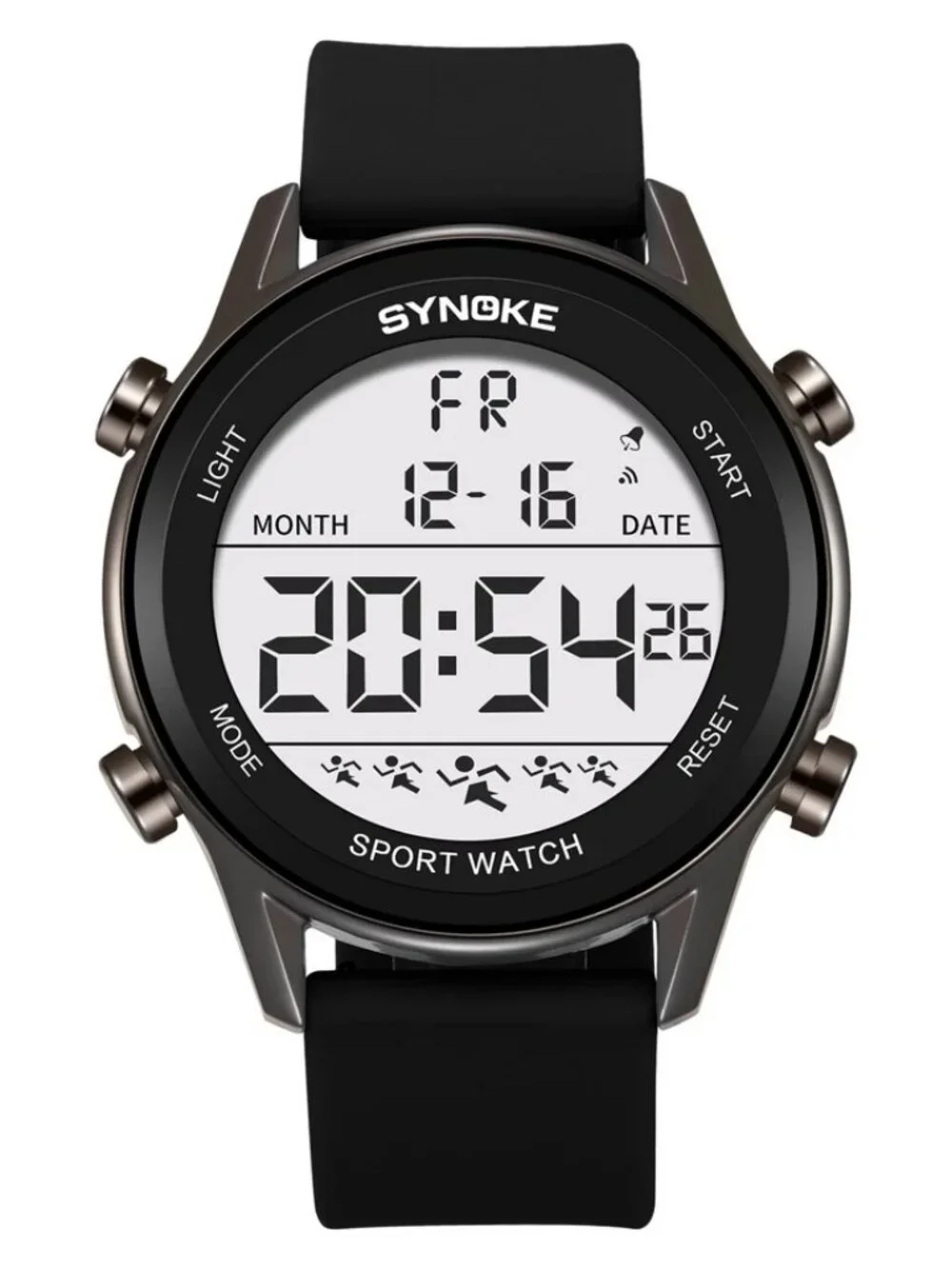 Men's Sport Digital Watch LED Screen Large Face Easy Read Watch Waterproof Black